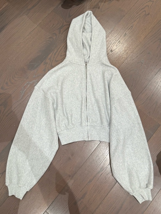 Alexander Wang Tops - Alexander Wang Light Heather Gray Cropped Zip Hoodie
